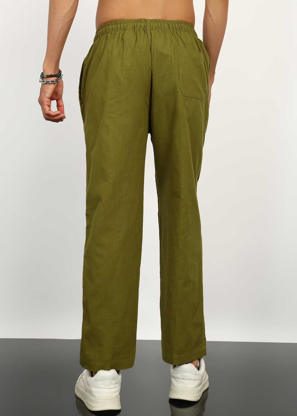 Fabmade Olive Linen Trousers | Grocsy