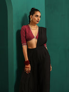trueBrowns Black Silk Palazzo Stitched Saree | Grocsy