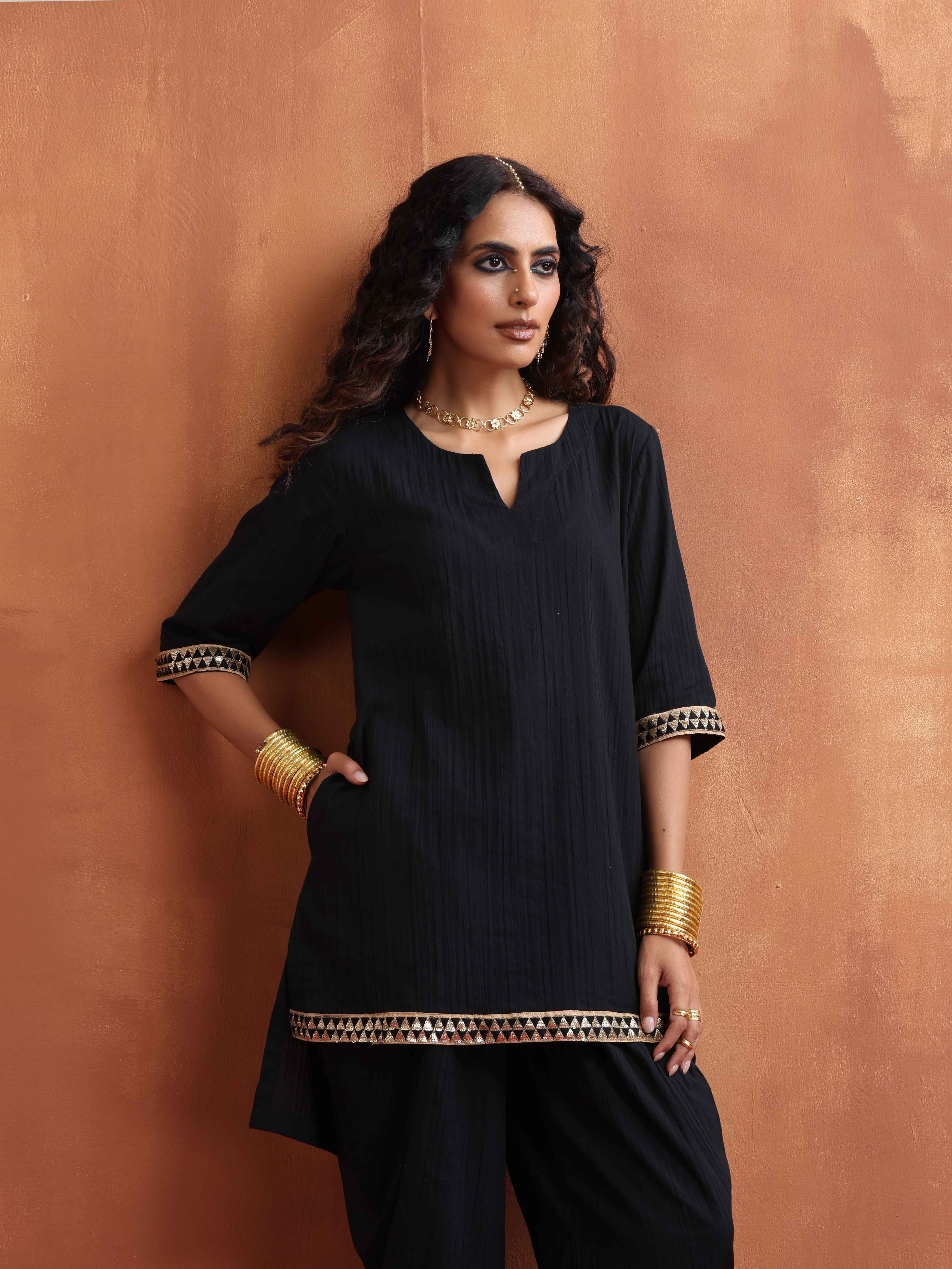 trueBrowns Black Cotton Co-ord Set | Grocsy