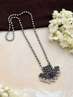 trueBrowns Silver Tone Blue Stone Pendant Chain | Grocsy