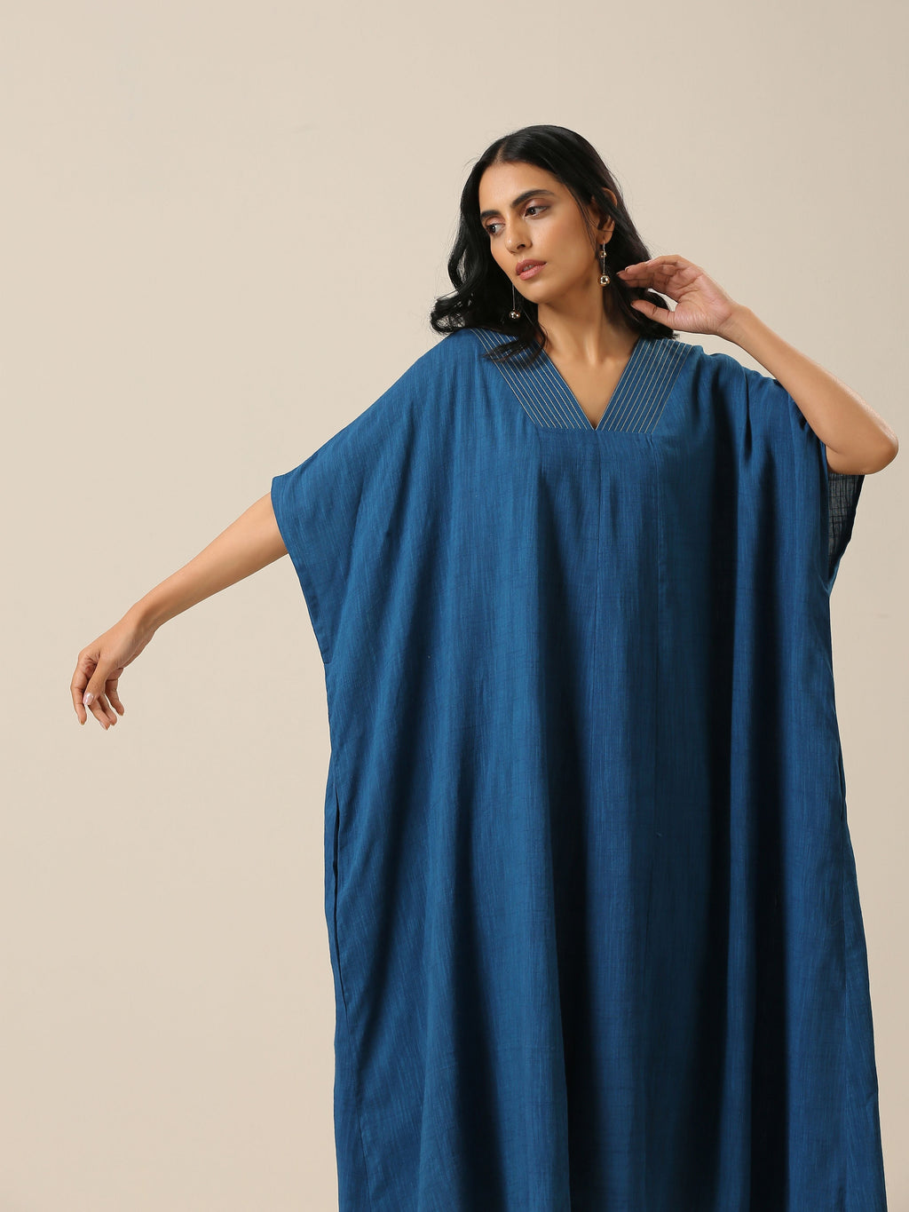 trueBrowns Classic Blue Panel Kaftan dress | Grocsy