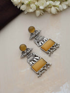 trueBrowns Silver Tone Yellow Stone Earrings | Grocsy