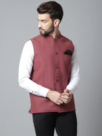 Even Apparels Men's Brown Pure Wool Nehru Jacket | Grocsy