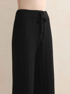 trueBrowns Black Woollen Flared Pants | Grocsy
