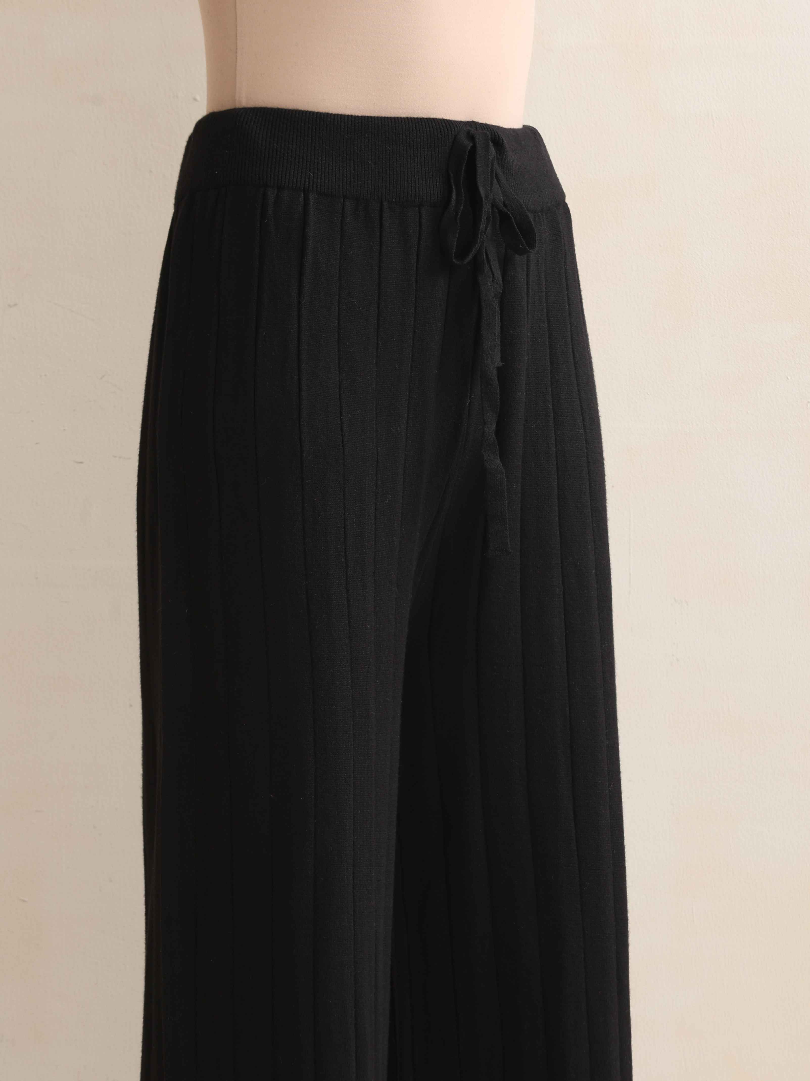 trueBrowns Black Woollen Flared Pants | Grocsy
