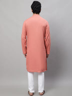 Even Apparels Maroon Pure Cotton Kurta With Band Collar | Grocsy