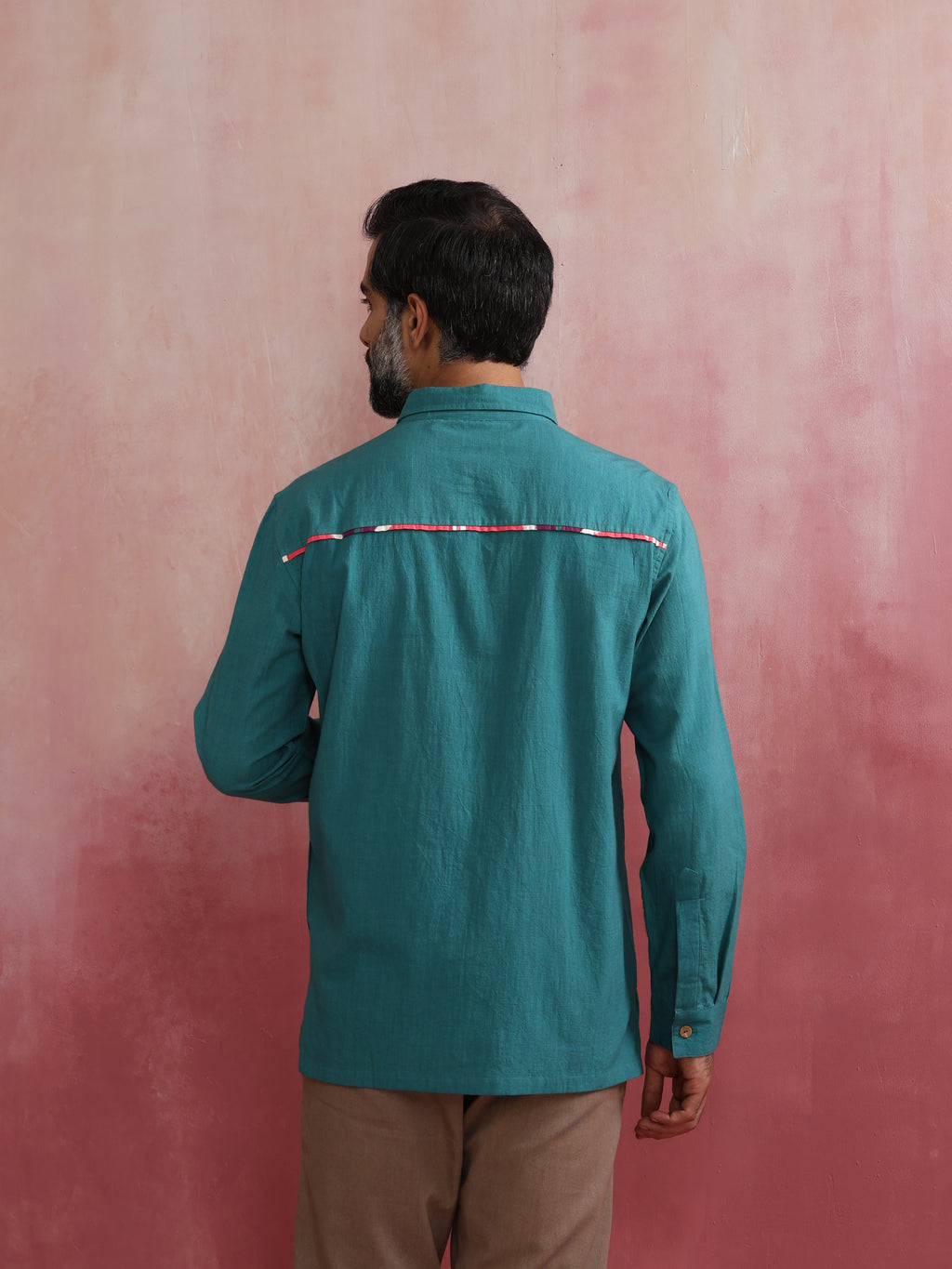 trueBrowns Men's Teal Cotton Shirt | Grocsy
