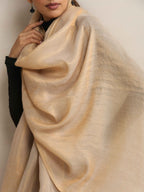 trueBrowns Beige Weave Woollen Stole | Grocsy