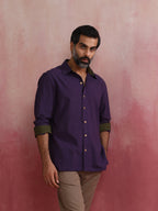 trueBrowns Men's Purple Cotton Shirt | Grocsy