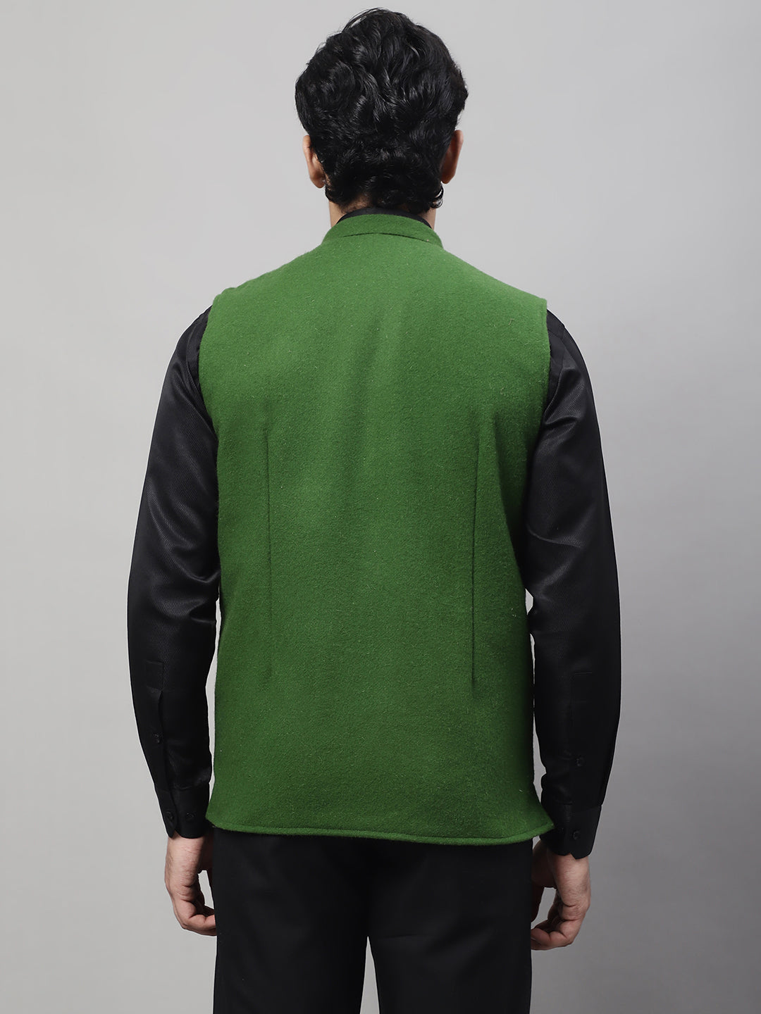 Even Apparels Men's Green Pure Wool Nehru Jacket | Grocsy
