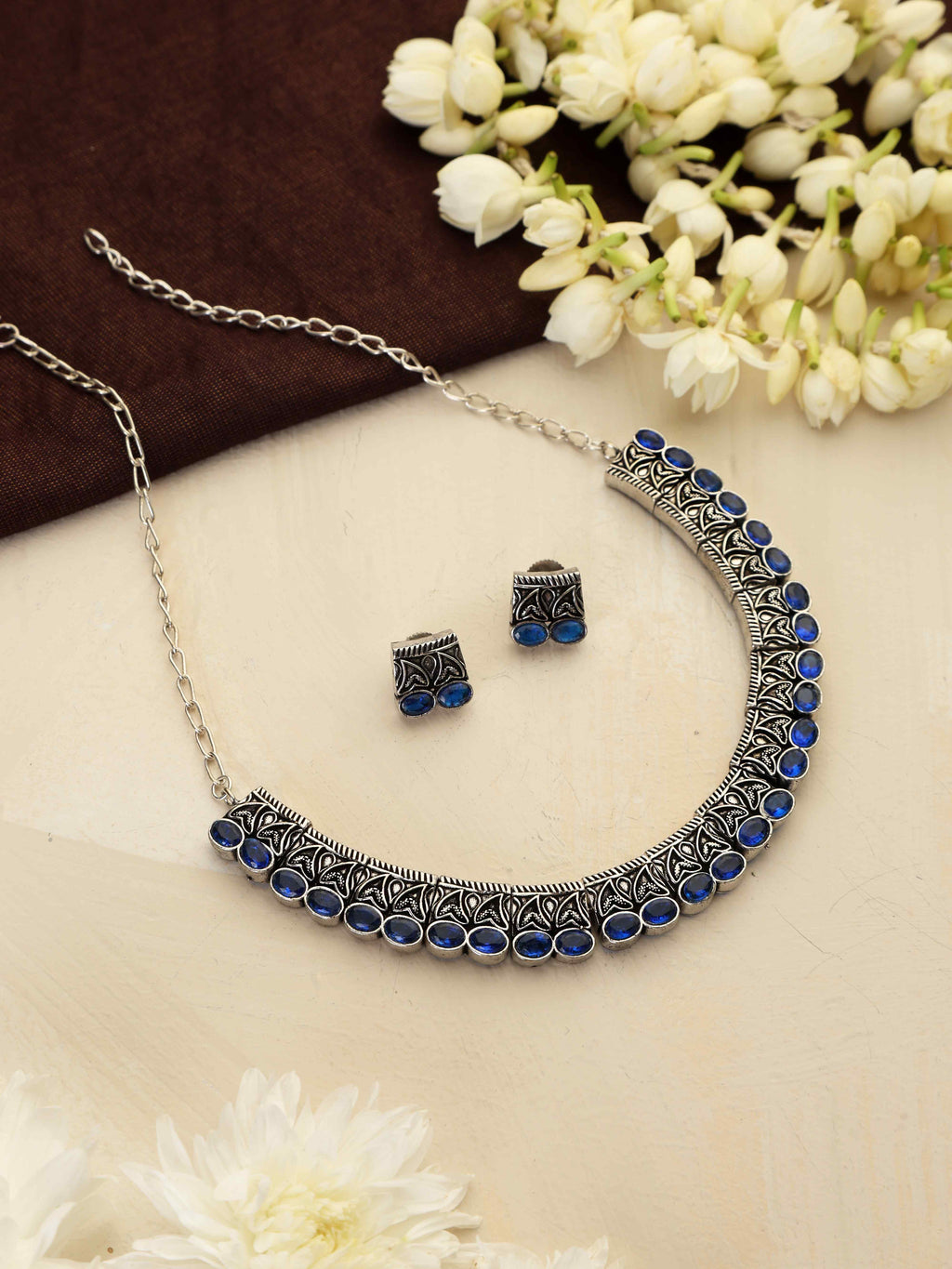 trueBrowns Silver Tone Beaded Necklace Set | Grocsy