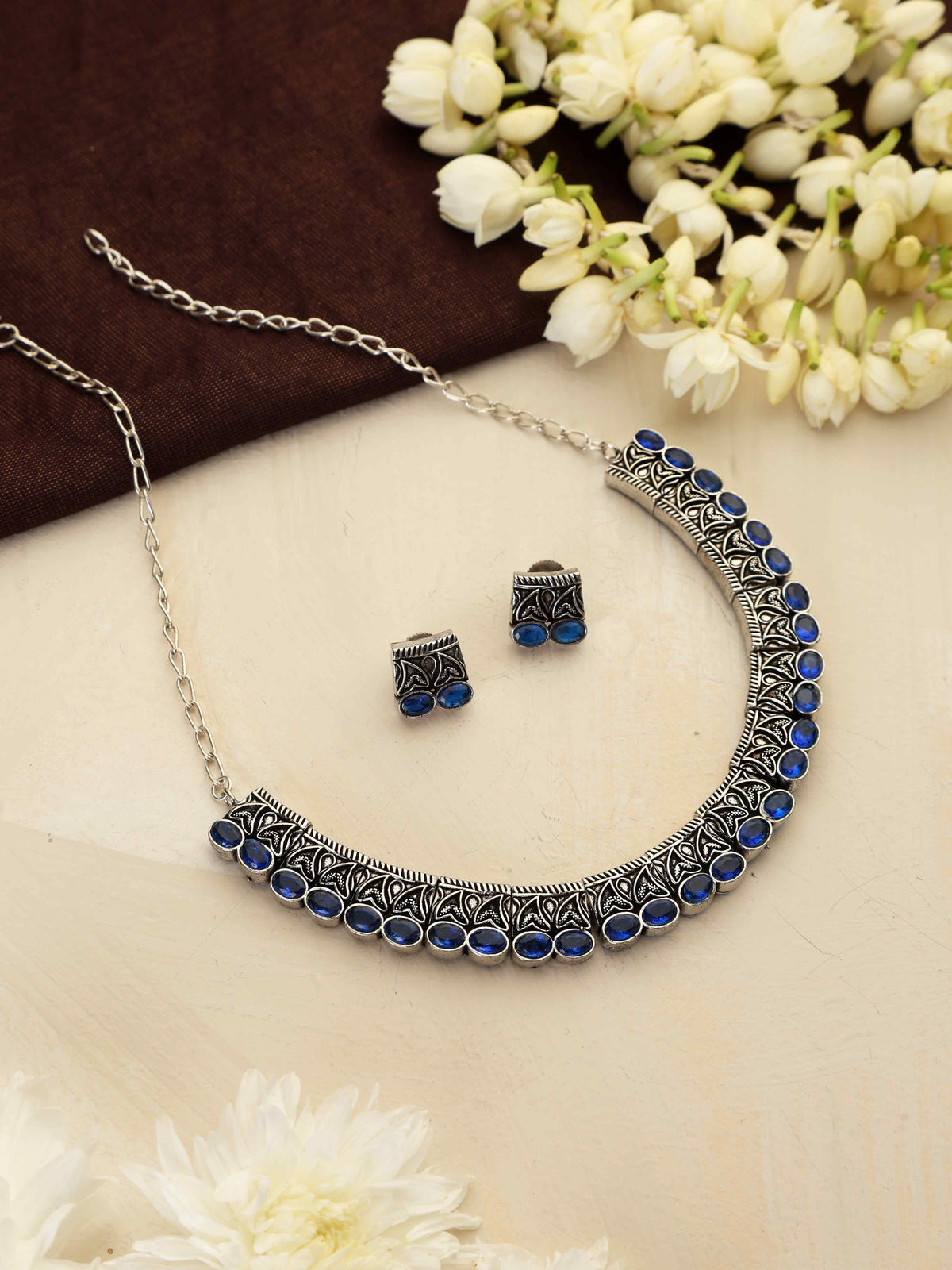 trueBrowns Silver Tone Beaded Necklace Set | Grocsy