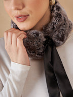 InWeave Women's Dark Grey Duble Shade Fur Neckpiece | Grocsy
