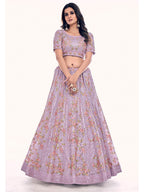 Myra Lilac Soft Net Embroidered Designer Lehenga Choli | Grocsy