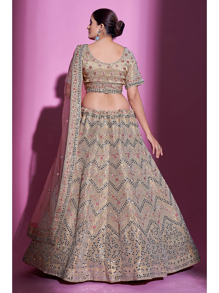 Myra Tan Gota Silk Embroidered Designer Lehenga Choli | Grocsy