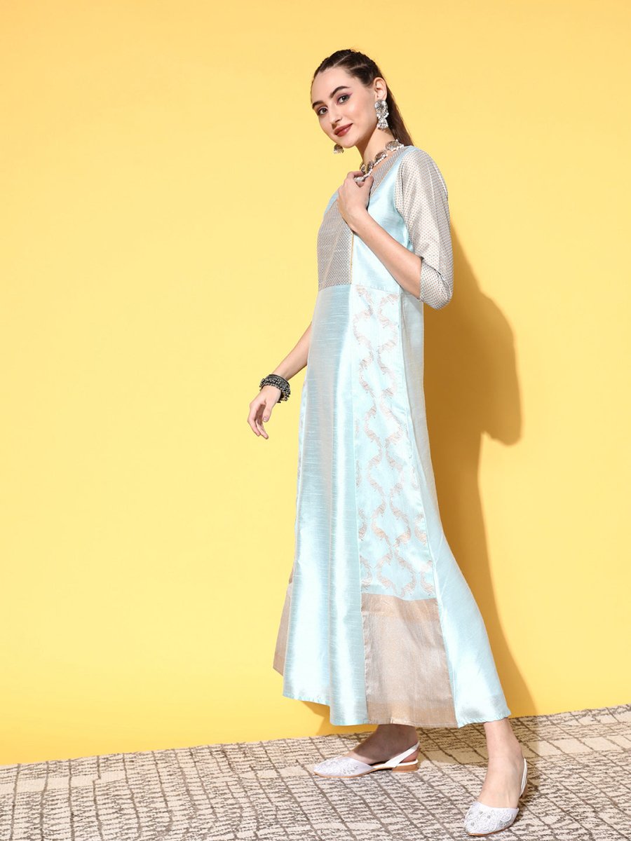 Ahalyaa Women Blue Ethnic Motifs Dress | Grocsy