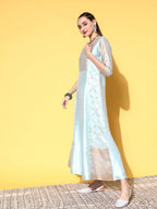 Ahalyaa Women Blue Ethnic Motifs Dress | Grocsy