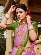 Saree Mall Ethnic Motifs Woven Design Zari Silk Blend Kanjeevaram Sarees | Grocsy