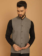 Even Apparels Nehru Jacket With Welt Pockets - Grey | Grocsy