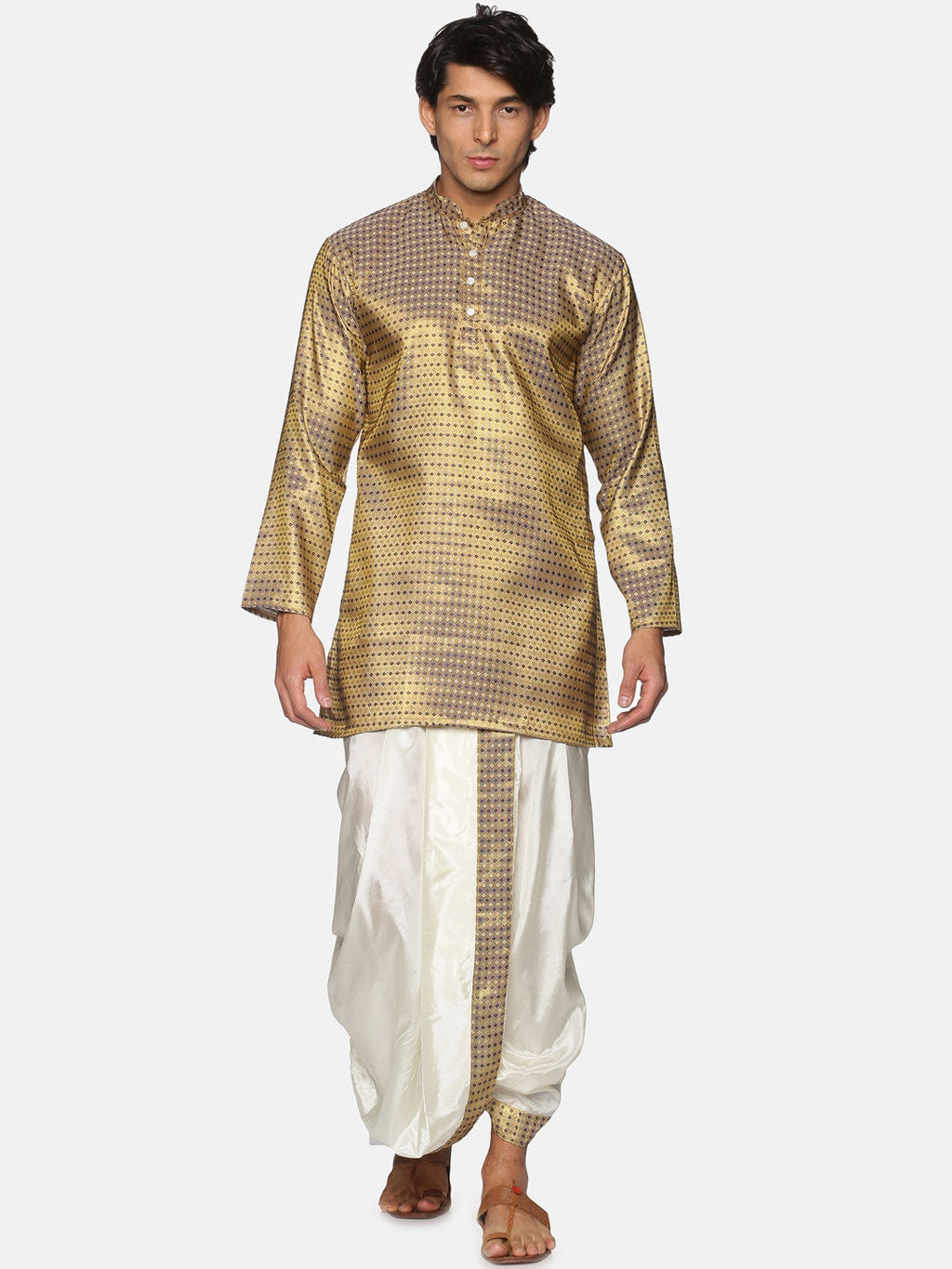 Sethukrishna Men Blue Kurta with Dhoti Pants | Grocsy