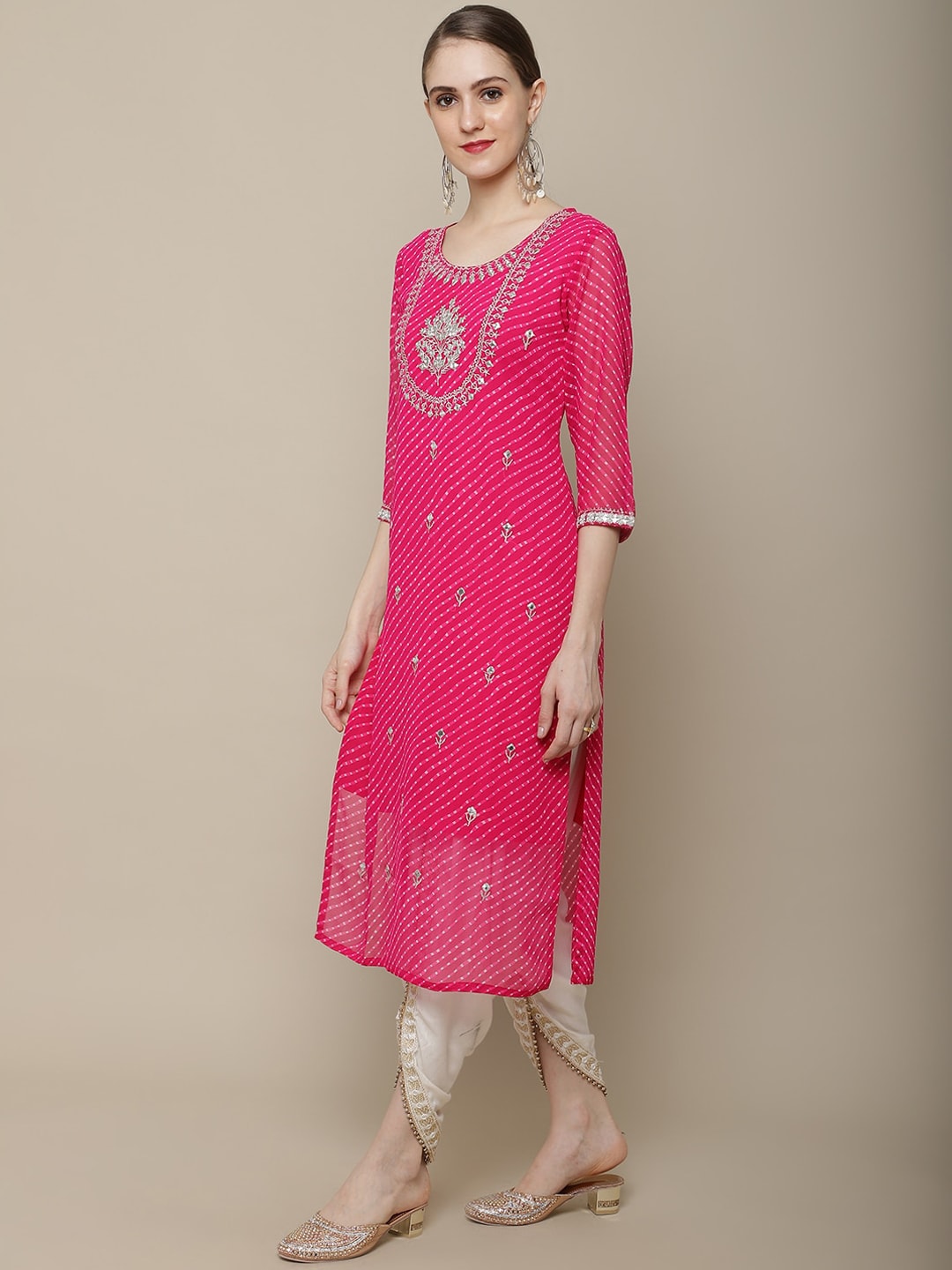 Sangria Women Ethnic Motifs Embroidered Floral Georgette Kurta | Grocsy