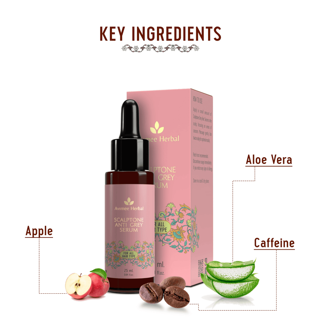 Avimee Herbal Anti Grey Hair Combo - Keshkrishna Hair Oil And Scalptone Grey Hair Serum, Restores Natural Color | Grocsy