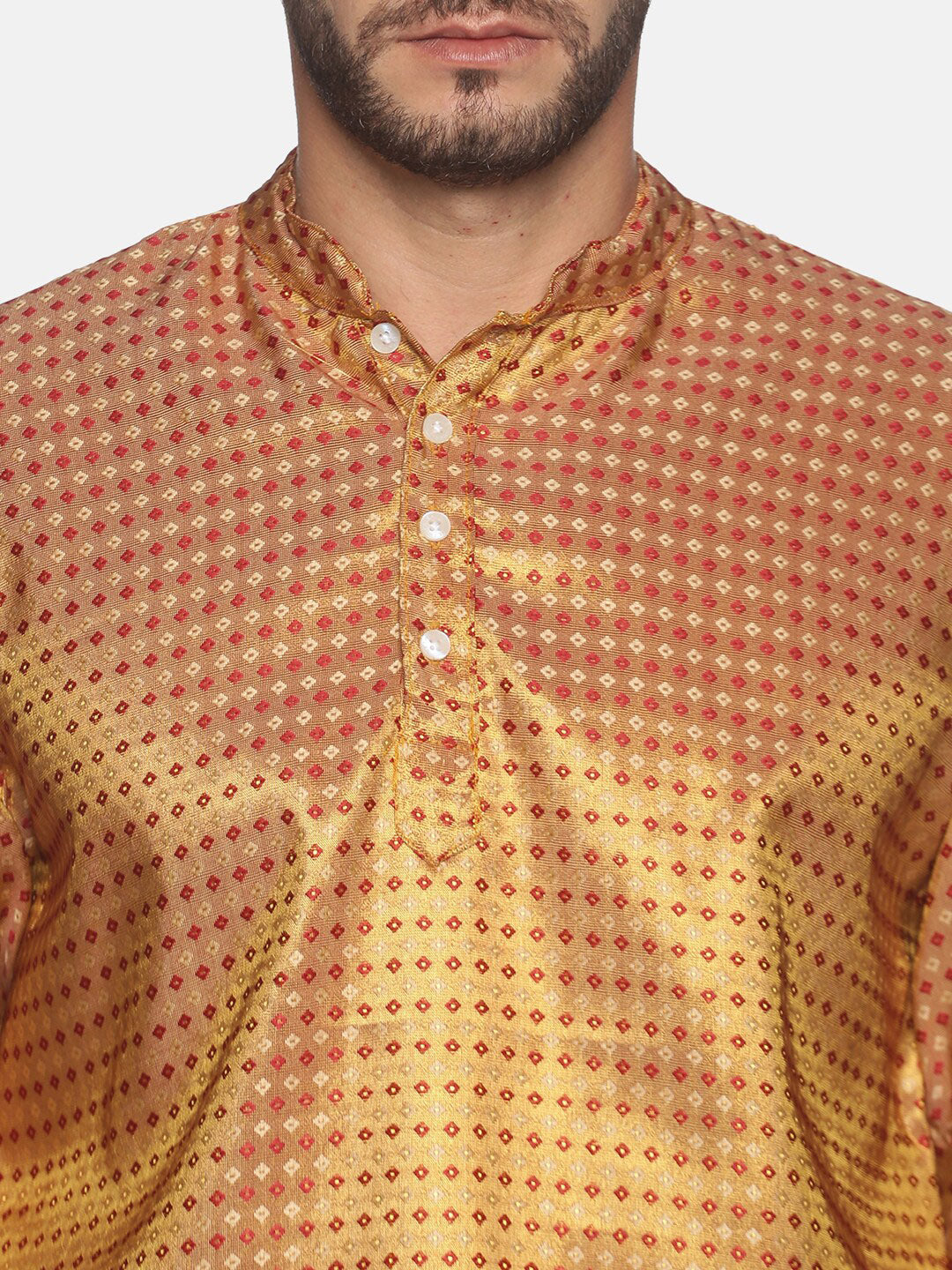 Sethukrishna Men Red Ethnic Motifs Kurta with Churidar | Grocsy