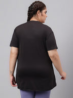 MKH Plus Size Typography Printed Drop Shoulder Sleeves Relaxed Fit Dri-FIT Sports T-Shirt | Grocsy