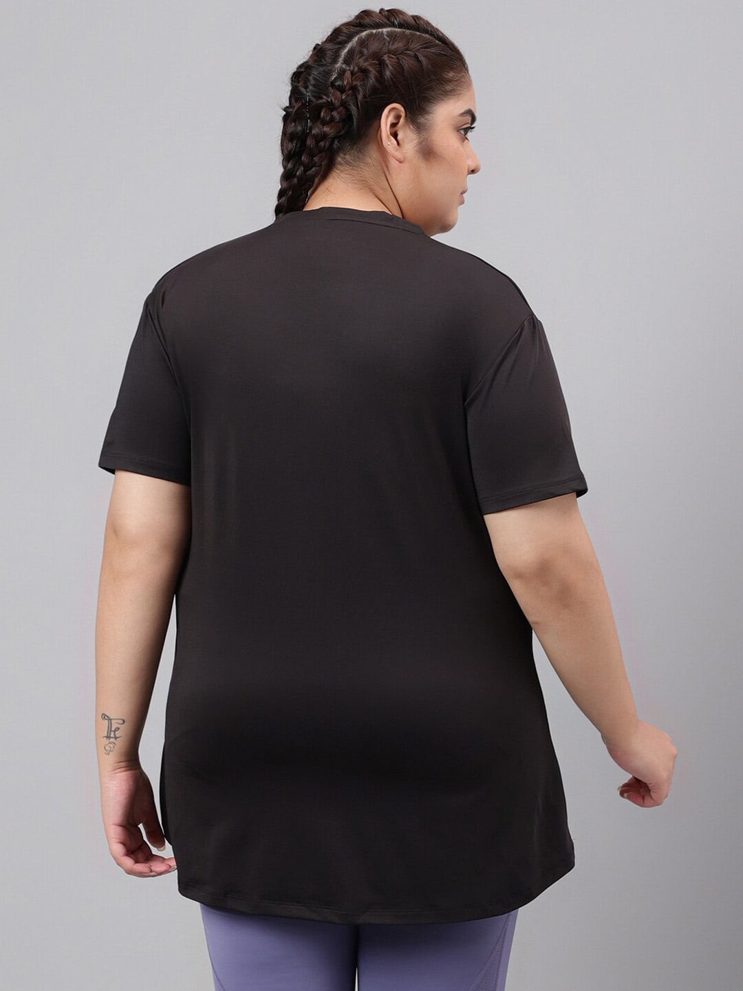 MKH Plus Size Typography Printed Drop Shoulder Sleeves Relaxed Fit Dri-FIT Sports T-Shirt | Grocsy