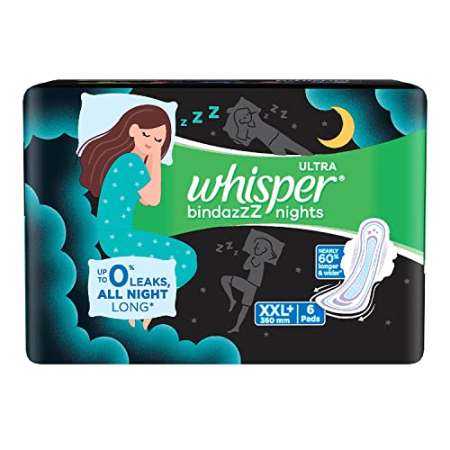 Whisper Ultra Night Sanitary Pads for Women, XXL+ 6 Napkins | Grocsy