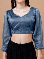 Tikhi Imli Organza Three-Quarter Sleeves Saree Blouse | Grocsy