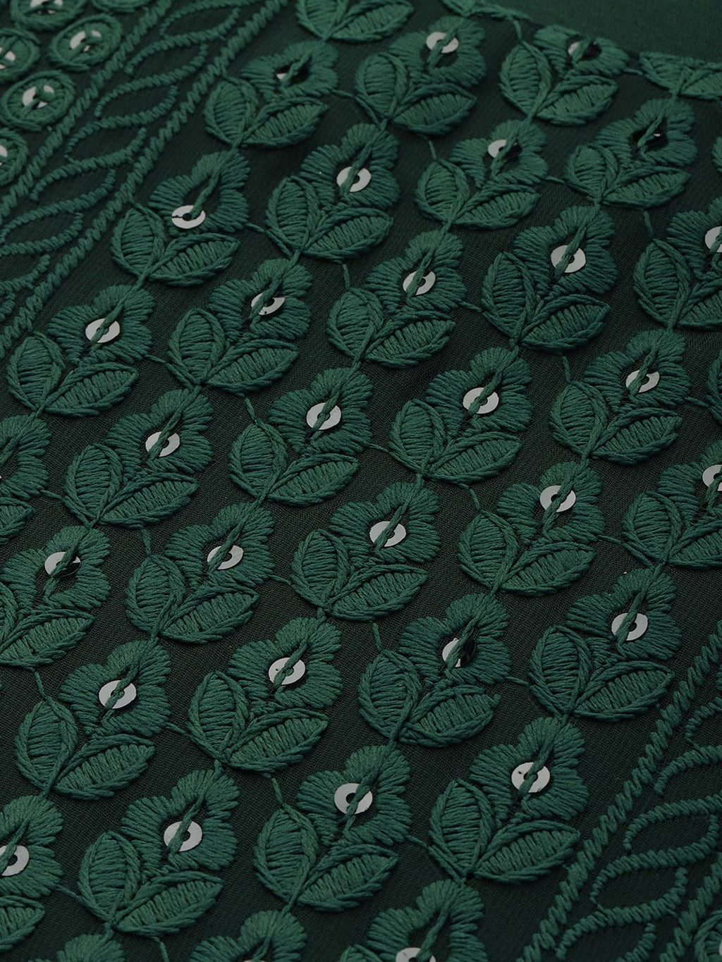 Sangria Women Green Ethnic Motifs Chikankari Kurta with Palazzos | Grocsy