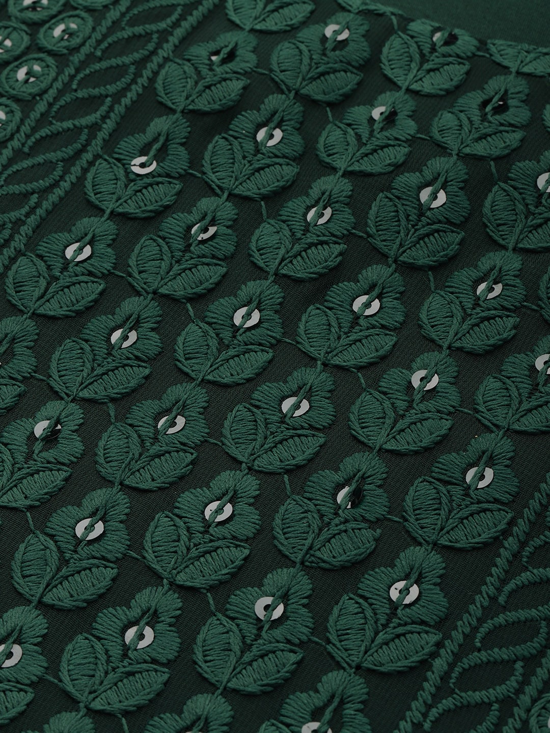 Sangria Women Green Ethnic Motifs Chikankari Kurta with Palazzos | Grocsy
