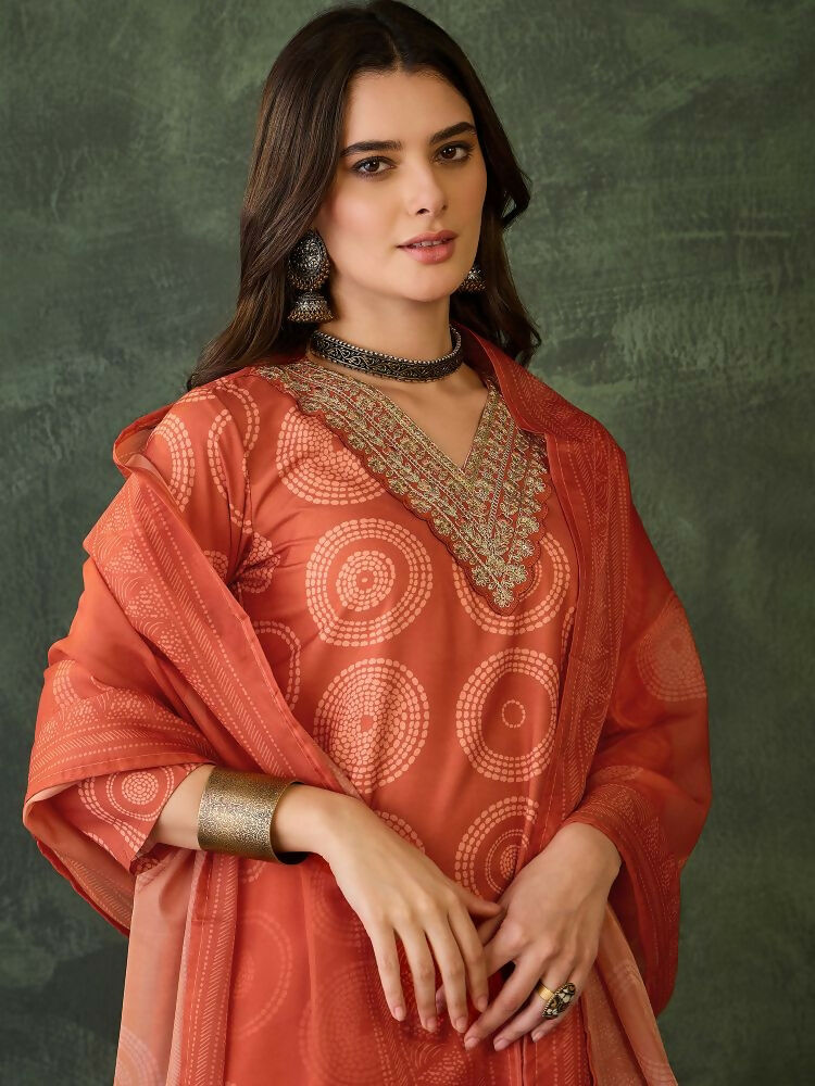 The52 Women's Gorgeous Rayon Embroidery Straight Kurta with Pant And Dupatta Set | Grocsy