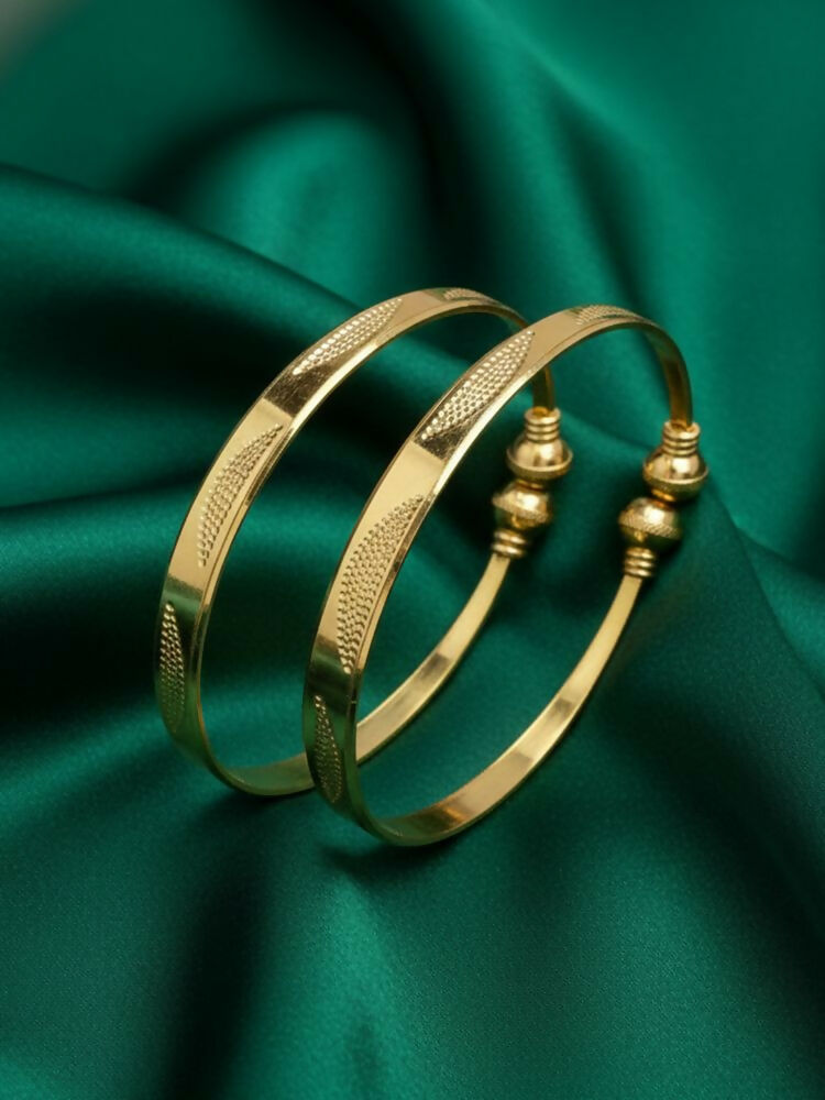 NVR Women Set of 2 Gold Plated Traditional Adjustable Kada Bangle | Grocsy