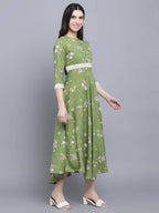 Myshka Women Green Floral Midi Dress | Grocsy