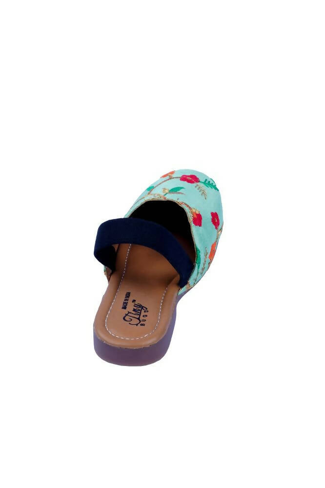 Tiny Bugs Girls Embroidered Strap Ethnic Jutis-Green | Grocsy