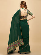 Sangria Green Woven Design Saree | Grocsy