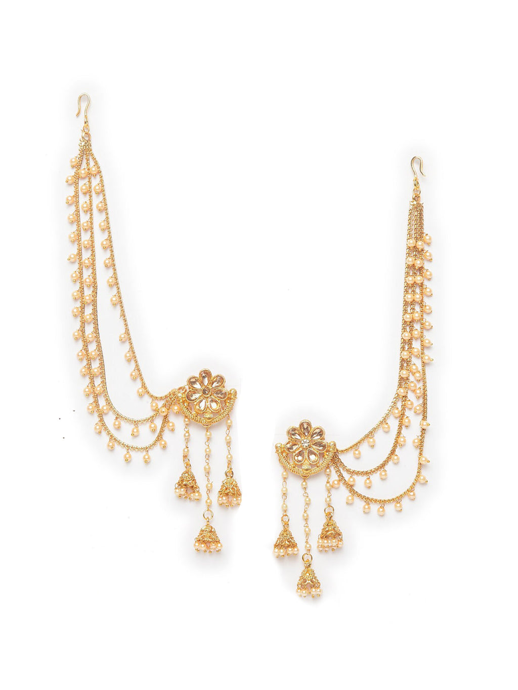 Shining Diva Gold-Polished Taselled Classic Jhumkas | Grocsy
