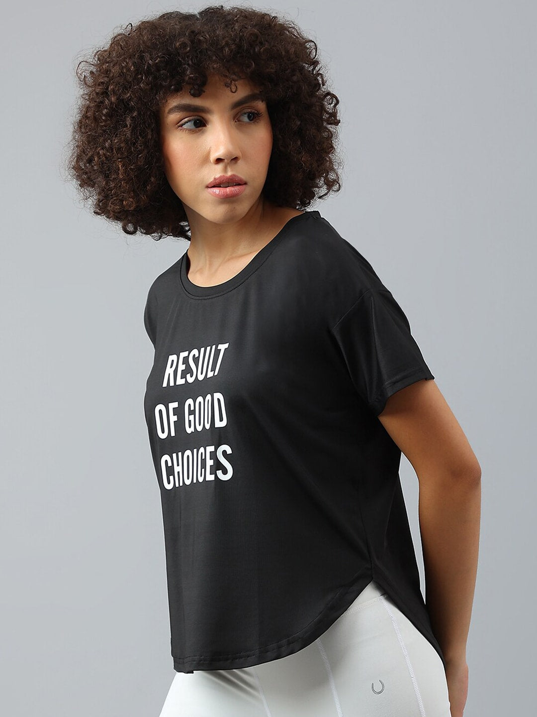 MKH Women Typography Printed Dri-FIT Sports T-shirt | Grocsy