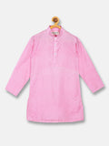 Sethukrishna Boys Pink & White Solid Shirt with Veshti Set | Grocsy
