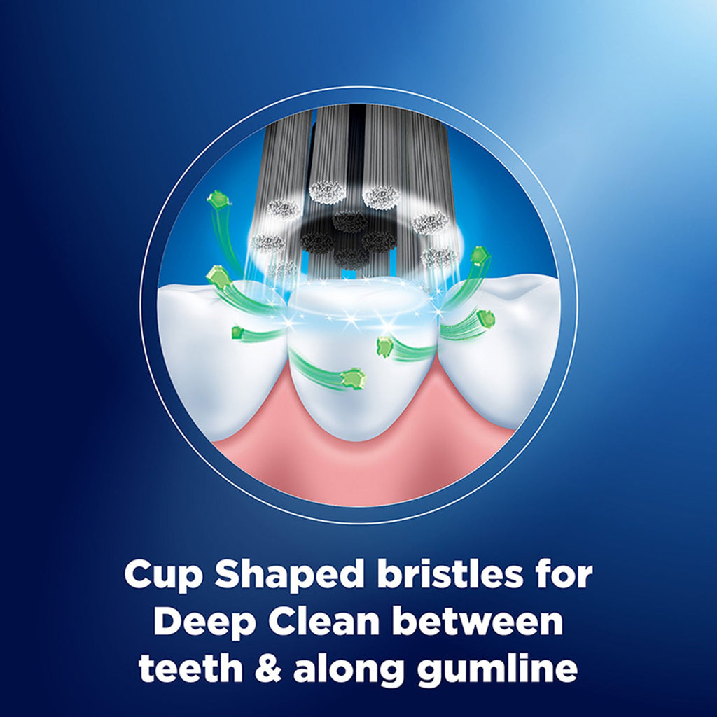 Oral-B Oral B Cavity Defense 123 Black Toothbrush With Charcoal Extract- Medium (Pack Of 4) | Grocsy