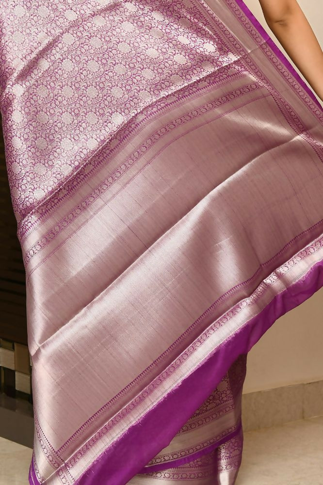 Joban Fashion Lavender Saree Georget Solver Brocket | Grocsy