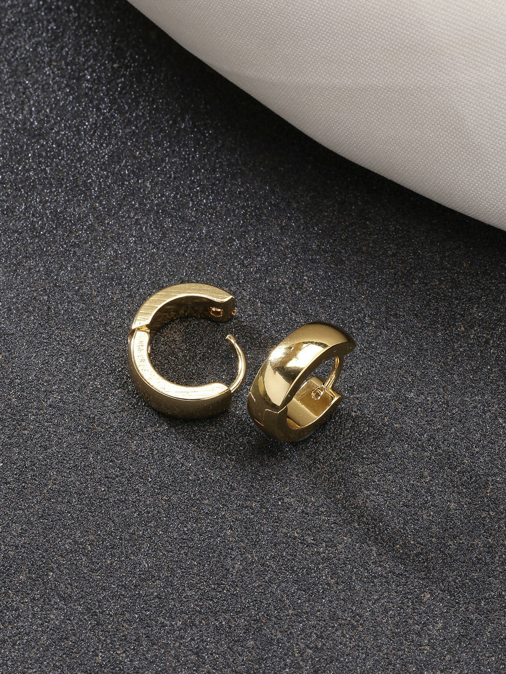 NVR Men's Gold-Polished Stainless Steel Hoop Earrings