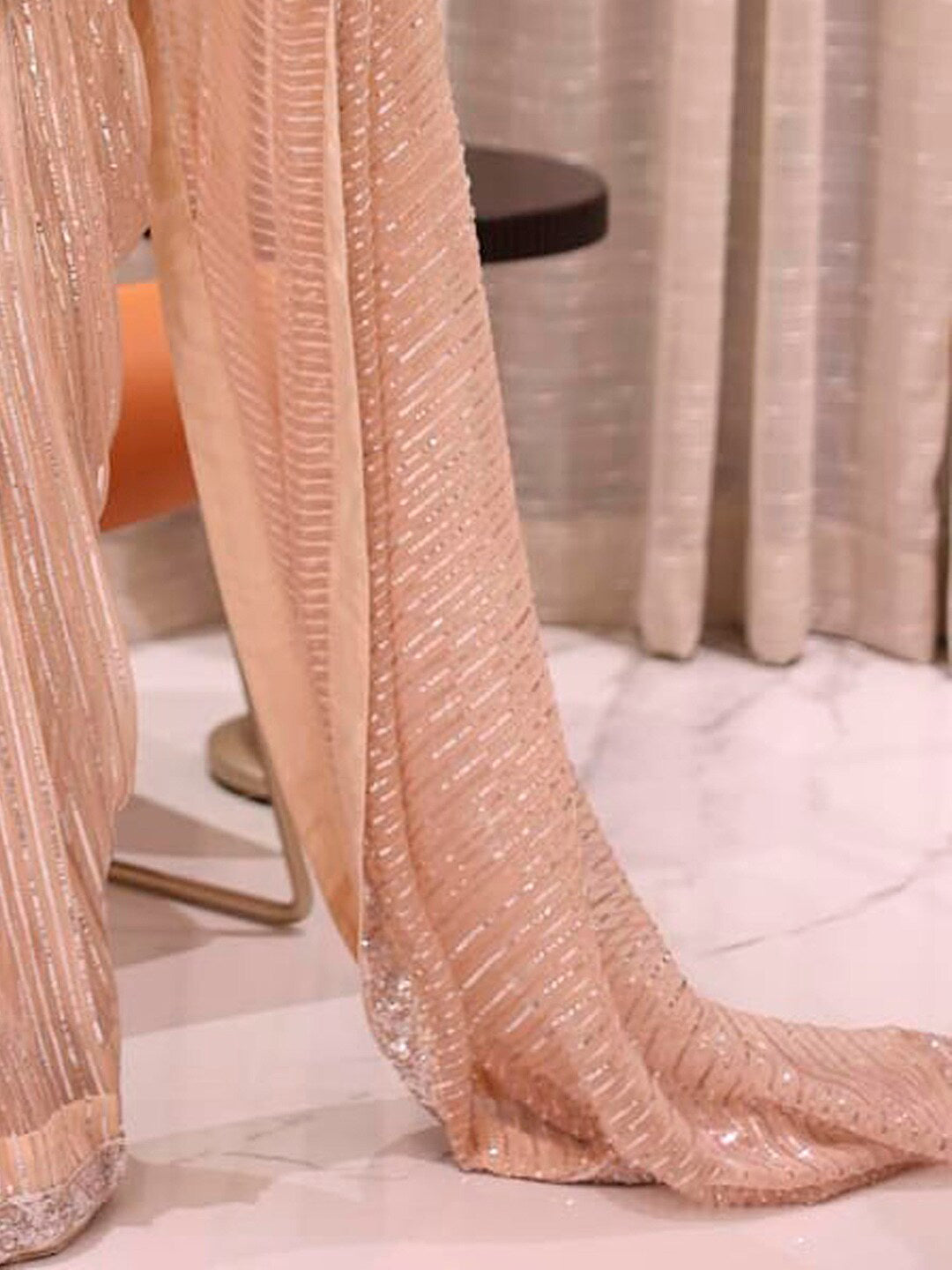 Sangria Beige Sequinned Embellished Saree | Grocsy
