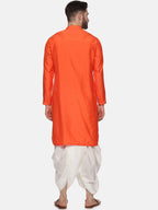 Sethukrishna Men Orange Angrakha Top with Dhoti Pants | Grocsy