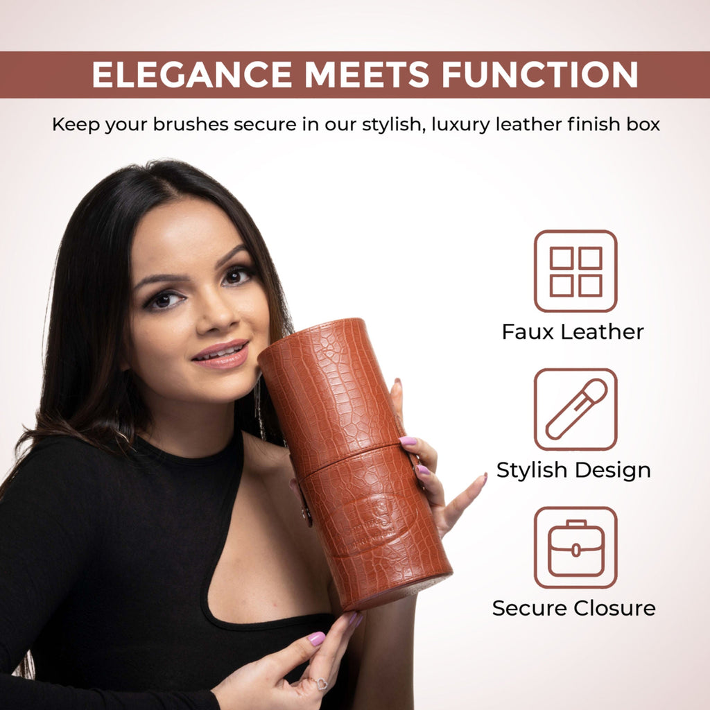 London Prime Cosmetics Brush Holder Cylinder Shaped Orange Rust | Grocsy