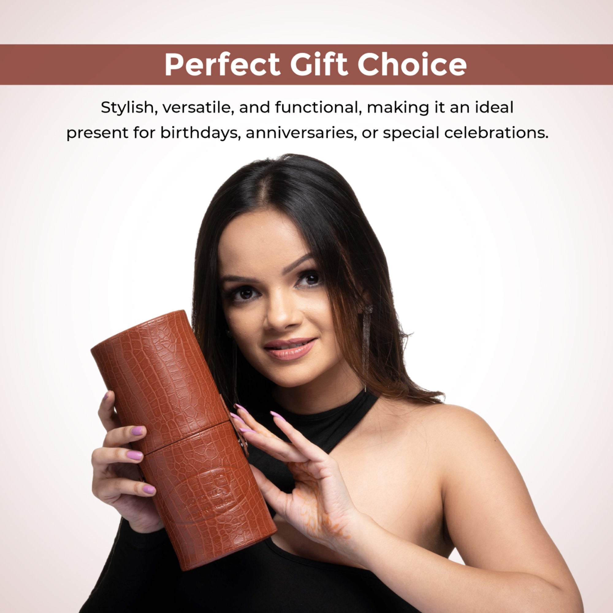 London Prime Cosmetics Brush Holder Cylinder Shaped Orange Rust | Grocsy