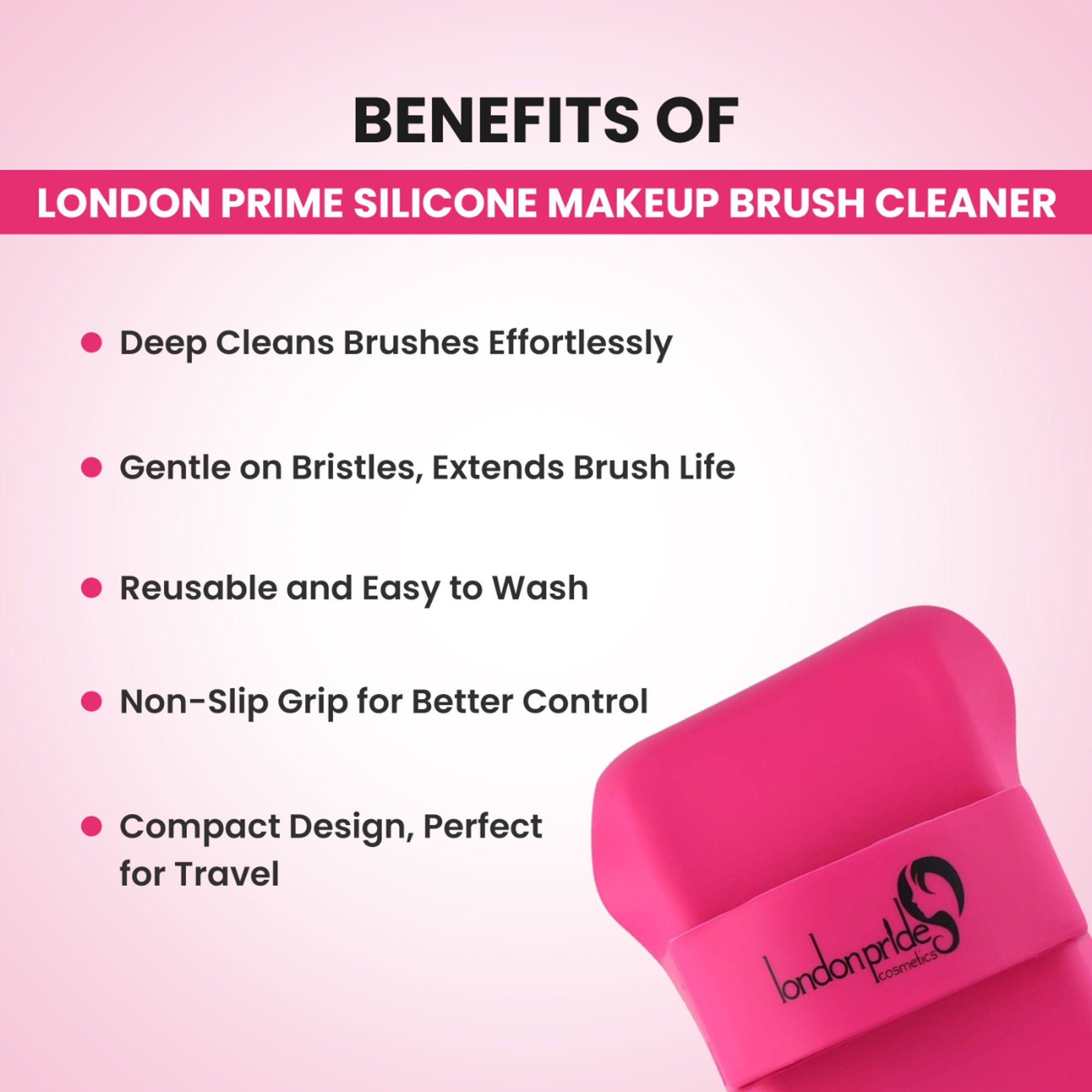 London Prime Silicone Makeup Brush Cleaner - Pink ( Formerly London Pride Cosmetics ) | Grocsy