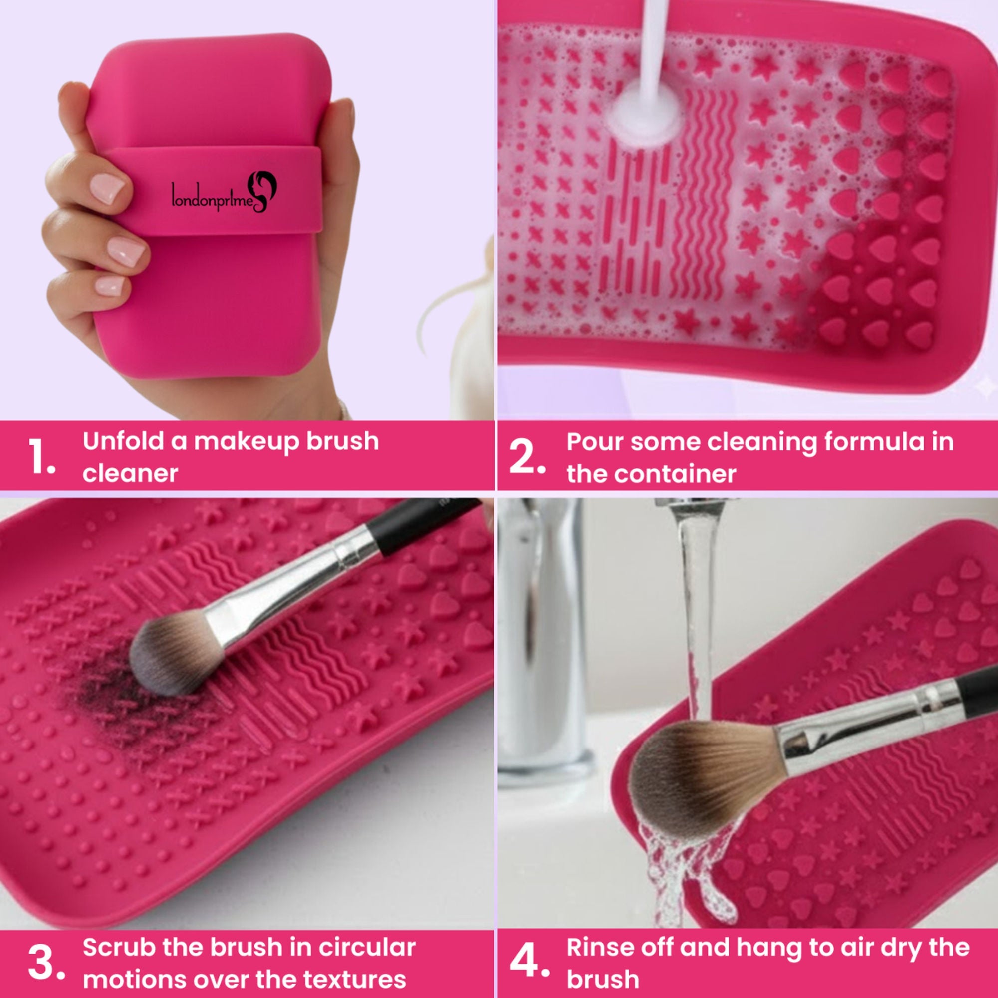 London Prime Silicone Makeup Brush Cleaner - Pink ( Formerly London Pride Cosmetics ) | Grocsy